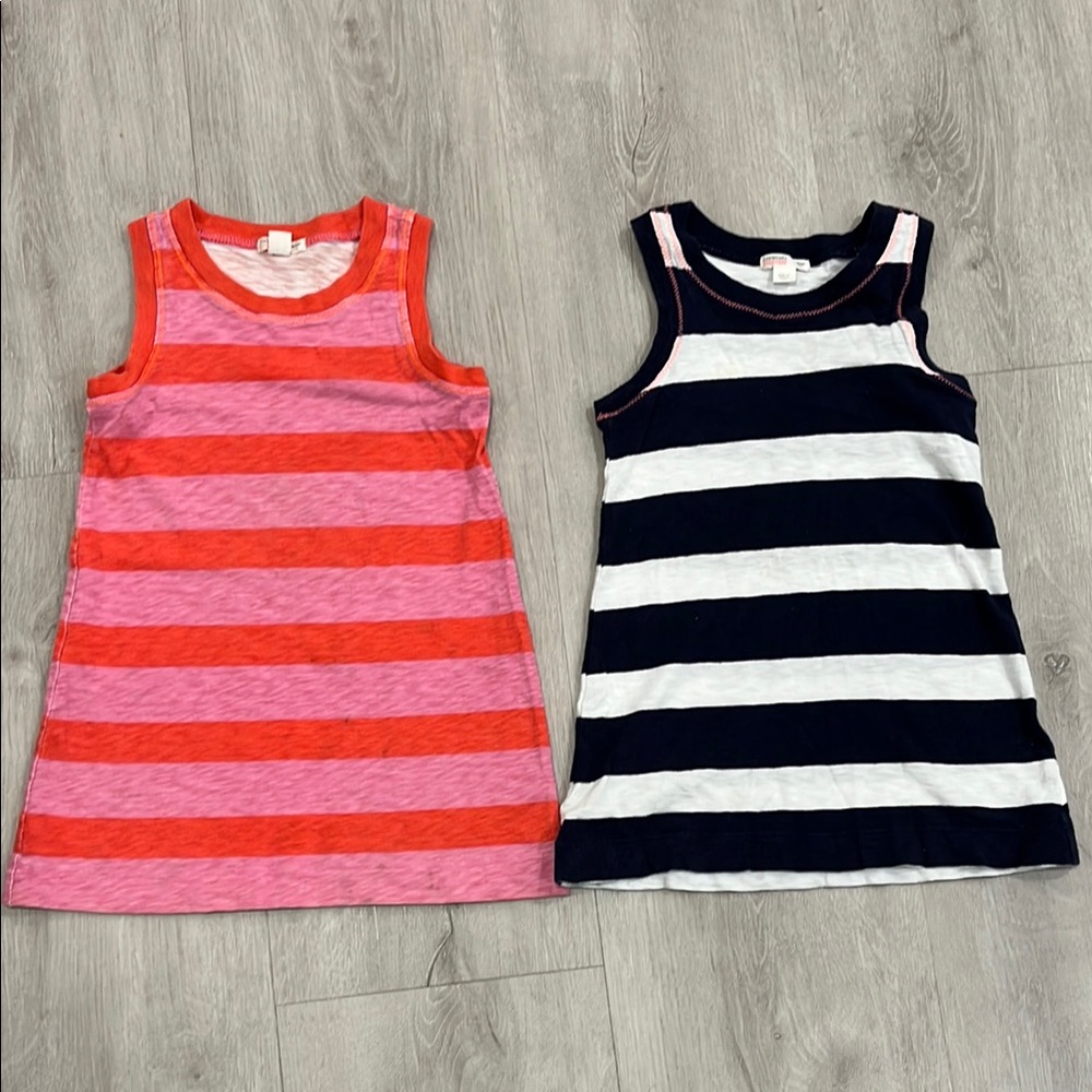 Striped Sleeveless Dresses - Pink and Navy